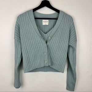 Abercrombie & Fitch green blue cardigan and cami tank set New with tags